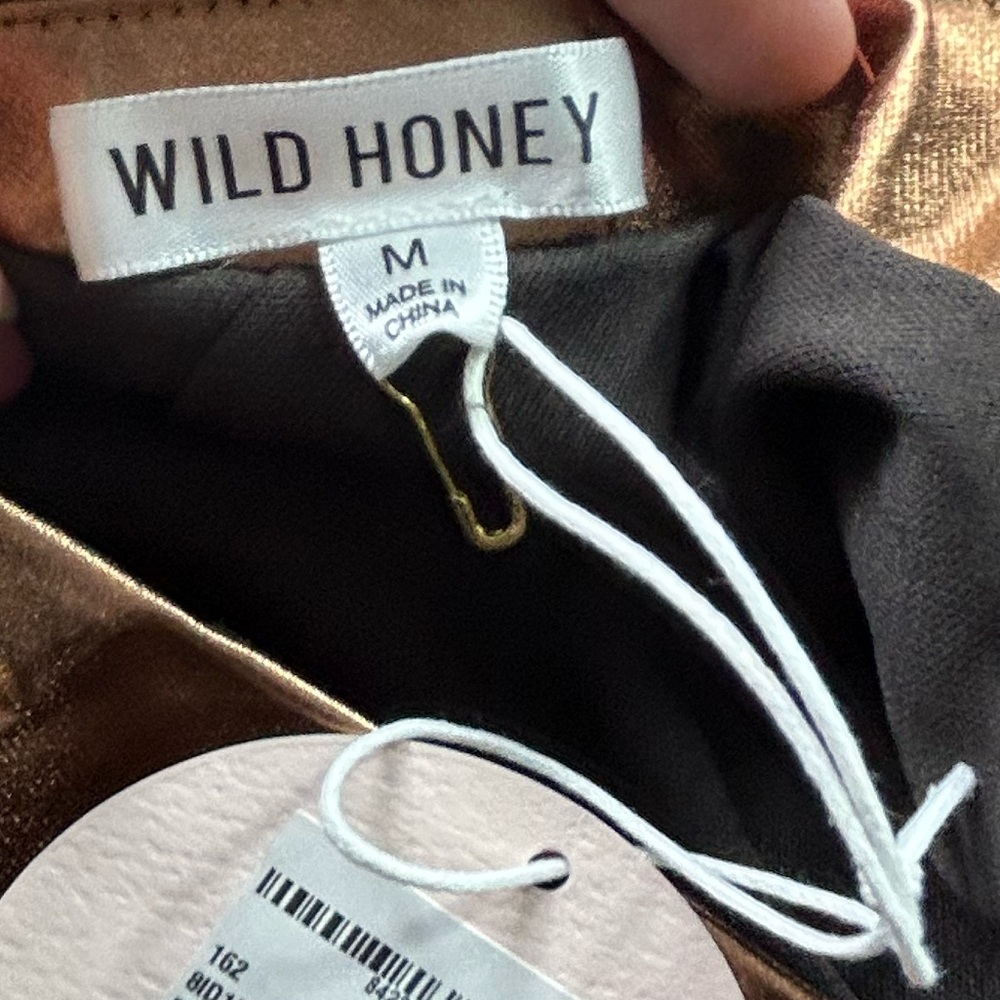 NWT Wild Honey Bronze Gold One Shoulder Mini Dress - Picture 5 of 7